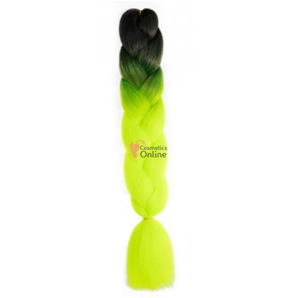Coada de par afro impletita Premium  Ombre 2 de 60 cm Brunet-Galben Neon B69